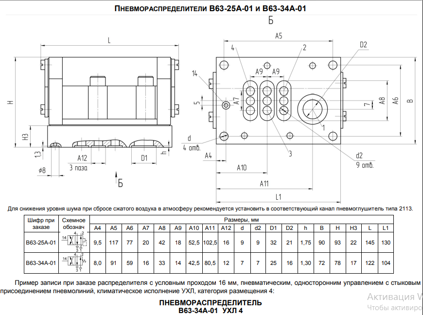 Габариты В63-25А; В63-33А и В63-34А