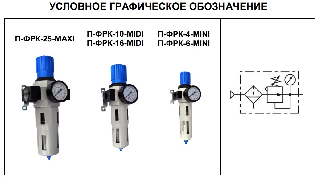 блоки подготовки воздуха П-ФРК mini, midi, maxi